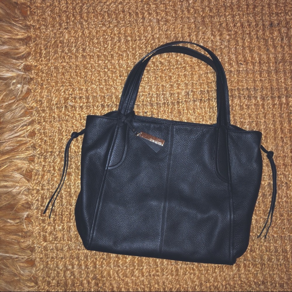 vince camuto mara black leather oversized tote bag
